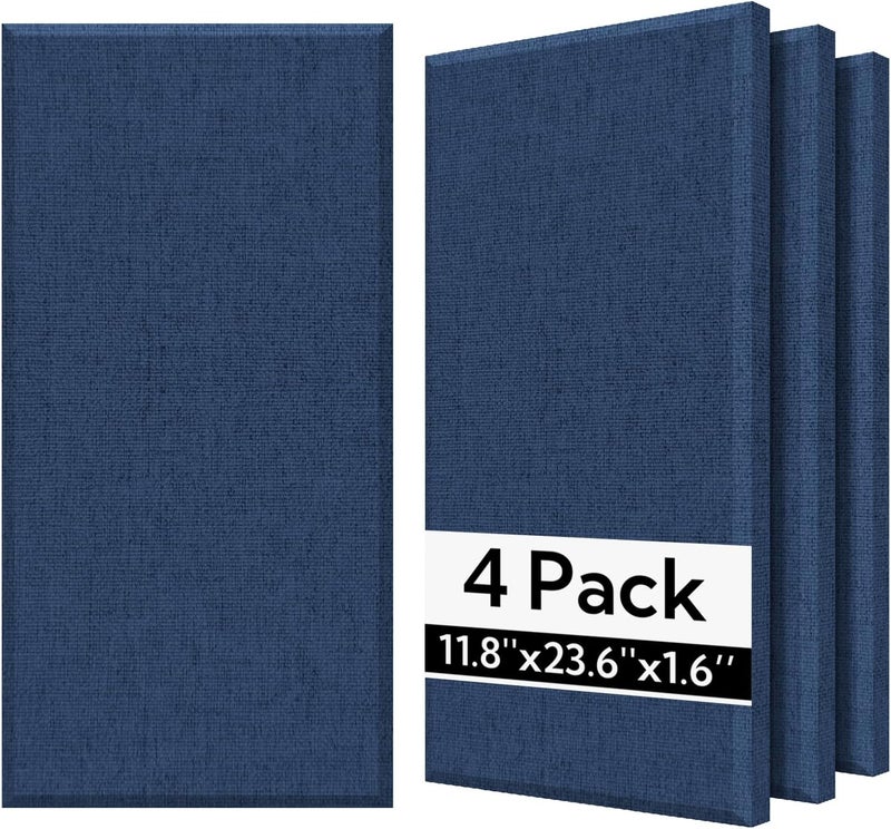Olanglab Fiberglass Acoustic Wall Panels 4 Pack, 11.8'' x 23.6'' Sound Panels, Fabric Wrapped Sound Proof Panels for Walls (Navy) - Image 1